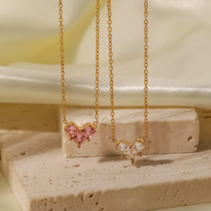 Lustrous Heart – 18K Gold-Plated Zircon Necklace - Image 1