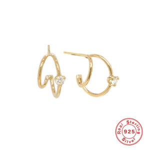Twinkle Claw – Layered Silver Double Hoops - Image 3