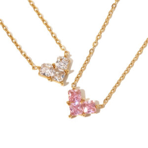 Lustrous Heart – 18K Gold-Plated Zircon Necklace - Image 3
