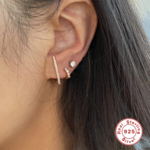 Twinkle Claw – Layered Silver Double Hoops - Image 2