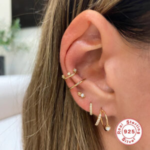 Twinkle Claw – Layered Silver Double Hoops - Image 1