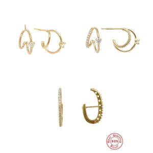 Twinkle Claw – Layered Silver Double Hoops - Image 6