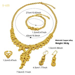 24K Gold Plated Arabic Women's Bridal Jewelry Suit - Image 4
