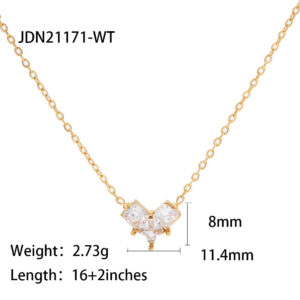Lustrous Heart – 18K Gold-Plated Zircon Necklace - Image 4