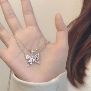 FlutterMuse – Double-Layer Butterfly Charm Necklace - Image 3