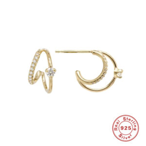 Twinkle Claw – Layered Silver Double Hoops - Image 4