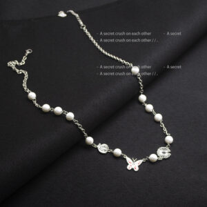 PearlWing – Butterfly & Pearl Titanium Steel Necklace - Image 2