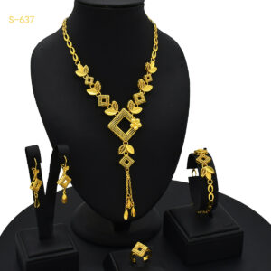 24K Gold Plated Arabic Women's Bridal Jewelry Suit - Image 6