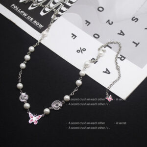 PearlWing – Butterfly & Pearl Titanium Steel Necklace - Image 3