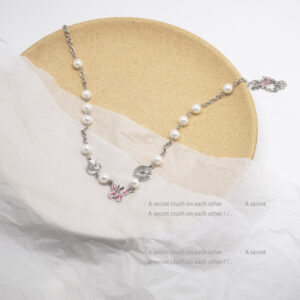PearlWing – Butterfly & Pearl Titanium Steel Necklace - Image 5