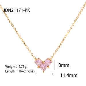 Lustrous Heart – 18K Gold-Plated Zircon Necklace - Image 7