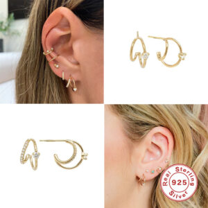 Twinkle Claw – Layered Silver Double Hoops - Image 7