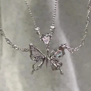 FlutterMuse – Double-Layer Butterfly Charm Necklace - Image 2