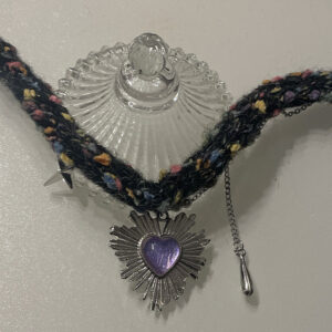 Violet Embrace - Purple Heart Tassel Wool Choker Necklace - Image 6