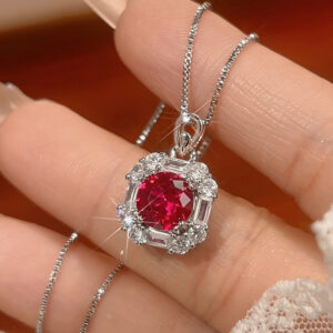 Ruby Crown Set - Minority Simple Fashion silver-plated zircon Jewelry Suit - Image 2