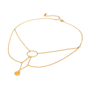 Golden Axis - 18K Gold Plated Stainless Steel Irregular Geometric Hanging Ring Necklace - Image 4