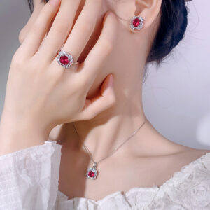 Ruby Crown Set - Minority Simple Fashion silver-plated zircon Jewelry Suit - Image 5
