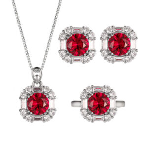 Ruby Crown Set - Minority Simple Fashion silver-plated zircon Jewelry Suit - Image 4