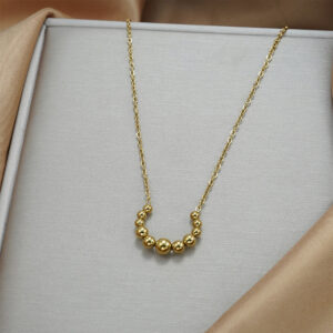 Golden Eclipse - Crescent Pendant Necklace & Earrings, Minimalist Metal Accessories, Elegant Everyday Jewelry, Perfect For Black Outfits, Dainty Clavicle Chain - Image 6