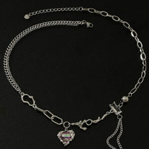 Plum Whisper—Colored Loving Heart Stitching Tassel Necklace - Image 5