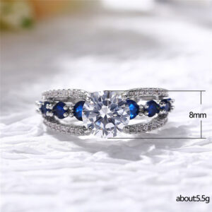 Sapphire Serenade - Hollow Sapphire Blue Zircon Ring for Women - Image 3