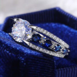 Sapphire Serenade - Hollow Sapphire Blue Zircon Ring for Women - Image 5